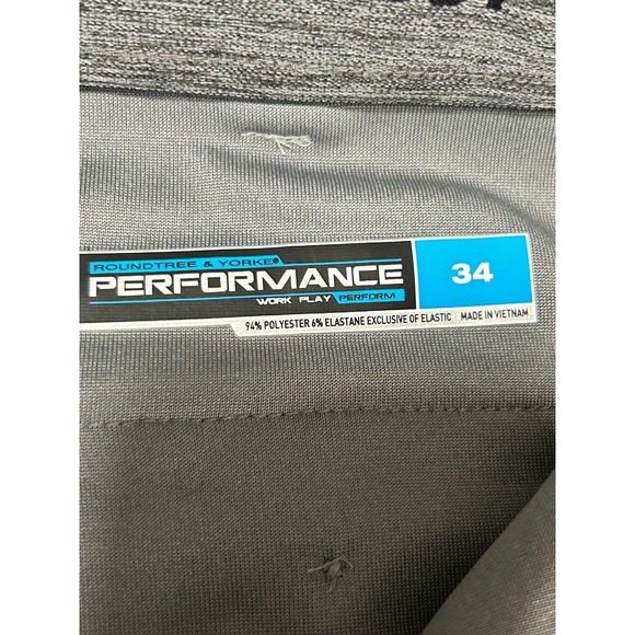 Roundtree & Yorke Mens Performance Flat Front Shorts Gray Waist 34 Inseam 9 - Picture 6 of 8